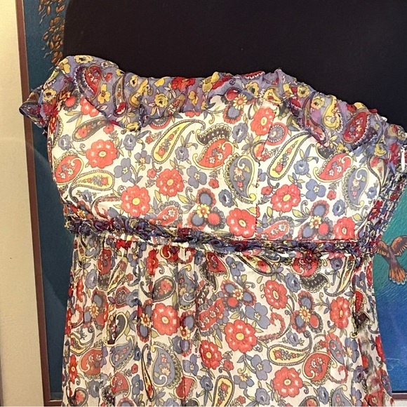Betsey‎ Johnson Floral Silk Strapless Dress Size 4 - Picture 5 of 7